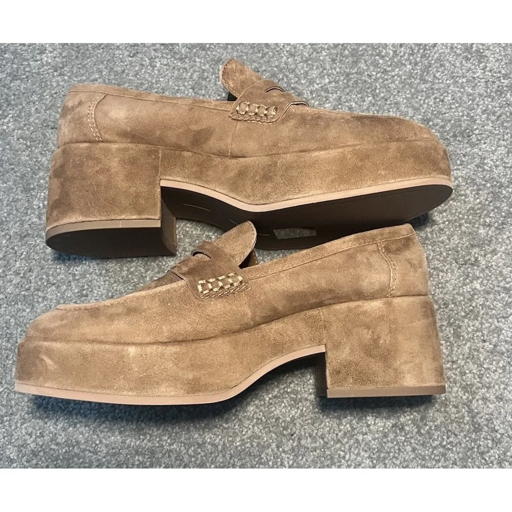 Dolce Vita Womens Yanni Suede Platform Penny Loafer Sz 8‎